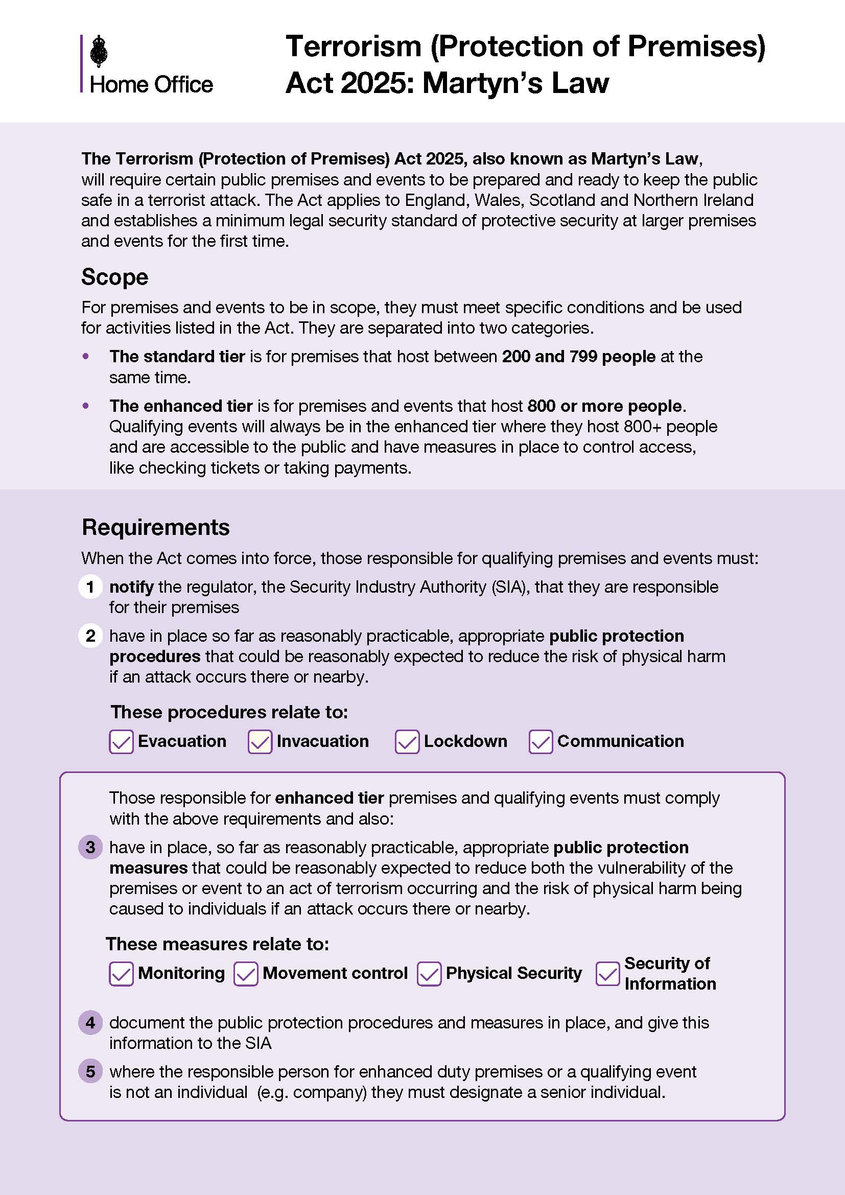 Martyn's Law One Page Leaflet 