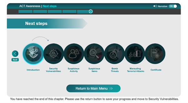 Image of ACT e-Learning module end page