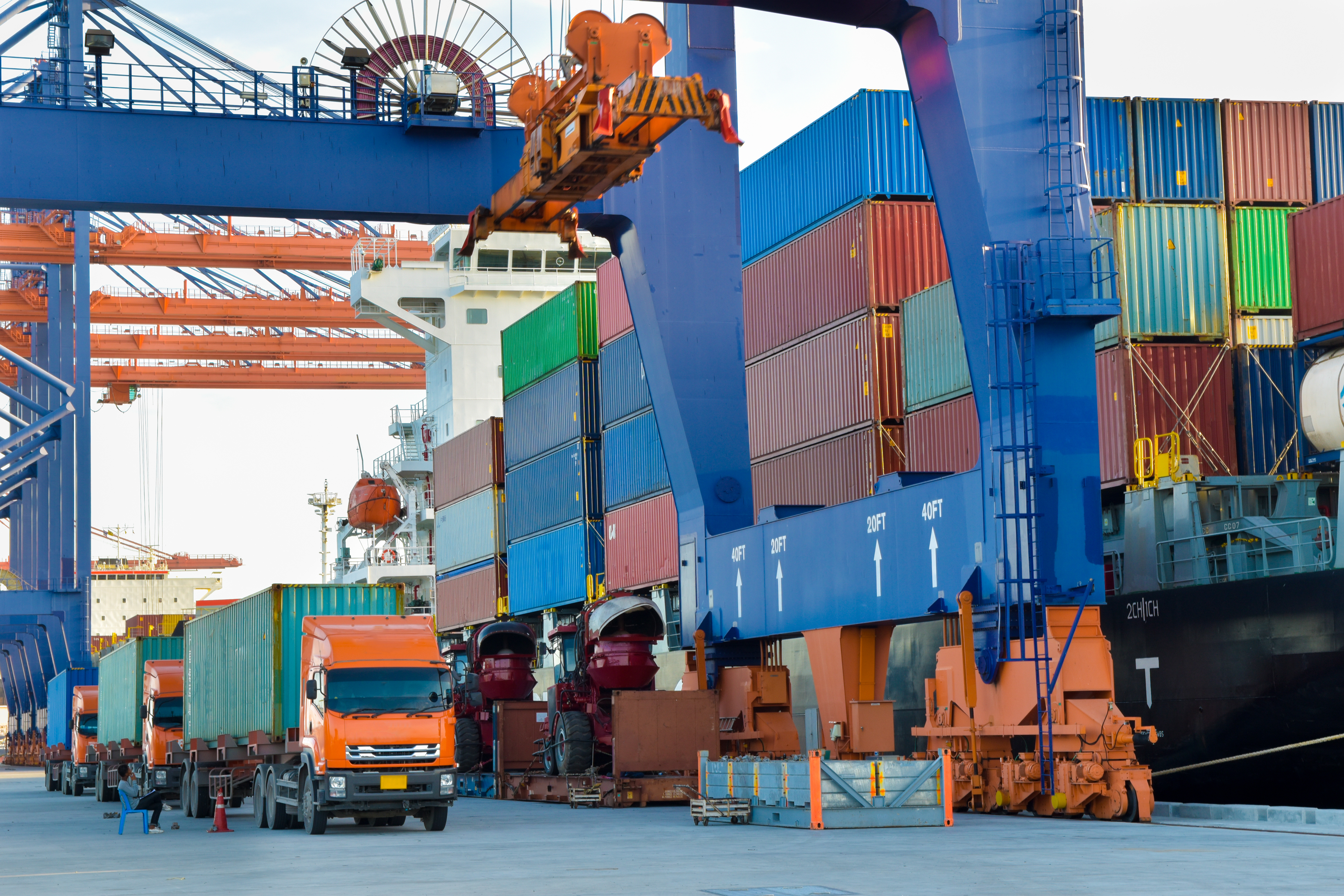 Trucks at port