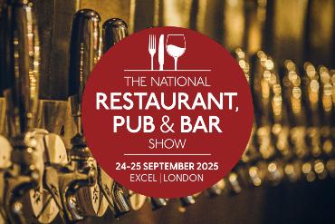 The National Restaurant, Pub & Bar Show logo in front of a line of bar pumps. 